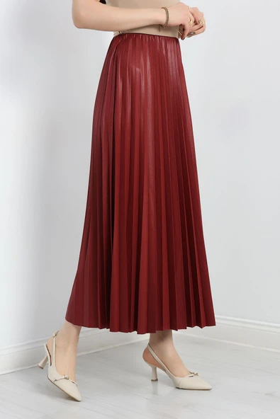 Pileli Etek Bordo - 5
