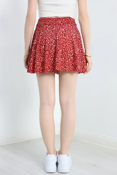 Kloş Şort Etek Kırmızı - Resim 7