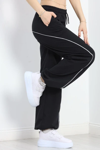 Paça Stoperli 2 İplik Eşofman Altı Siyah - 4