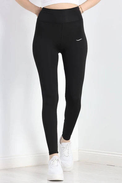 Geniş Kemer Baskılı Dalgıç Tayt Siyah - 2