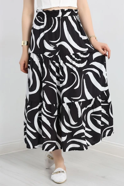 Desenli Viskon Etek Siyahbeyaz ürün görseli
