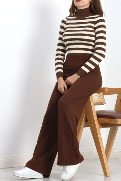 Pensli Geniş Kesim Pantolon Kahve - 2