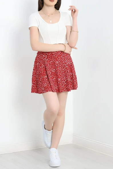 Kloş Şort Etek Kırmızı - Resim 2