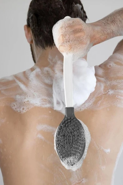 Sırt Kesesi Banyo Fırçası Silikon Masajlı Uzun Saplı Vücut  Saplı Yumuşak Fırça - 10