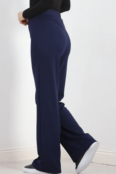 Zra Krep Çımalı Palazzo Pantolon Lacivert - Resim 3