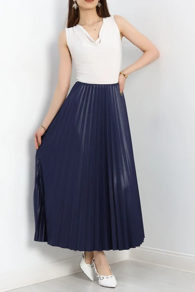 Pileli Etek Lacivert - 2