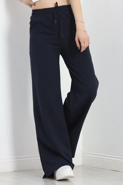 Yırtmaçlı 2 İplik Eşofman Altı Lacivert - 2