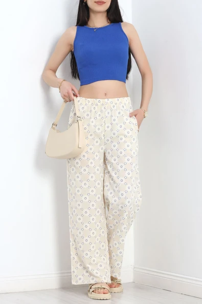 Nakışlı Dokuma Pantolon Bejindigo - Resim 4