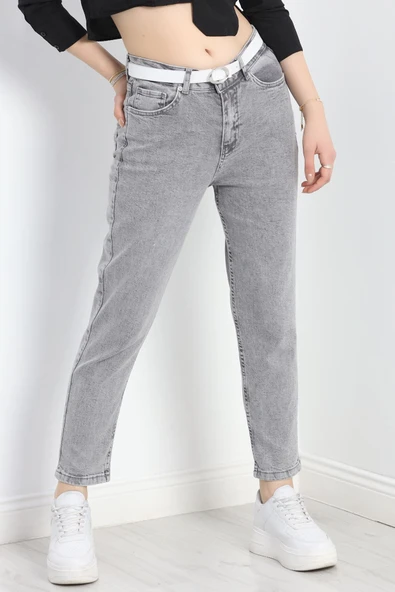 Mom Kot Pantolon Gri - 3