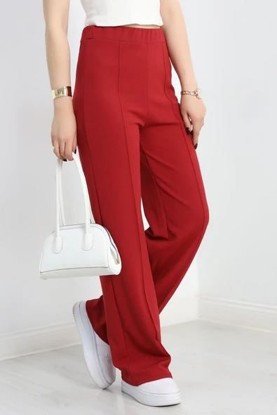 Zra Krep Çımalı Pantolon Bordo - 3