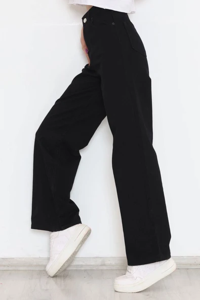 Palazzo Kot Pantolon Siyah - Resim 9