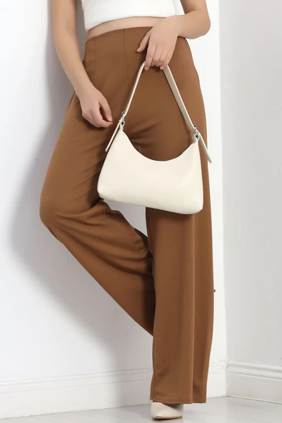 Krep Palazzo Pantolon Bisküvi - 5