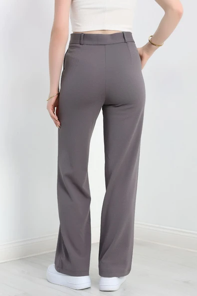 Zra Krep Çımalı Palazzo Pantolon Açıkgri - 6