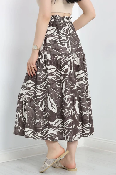 Desenli Viskon Etek Kahveekru - 6