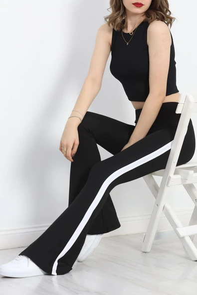Tek Şeritli İspanyol Paça Tayt Siyah - 2