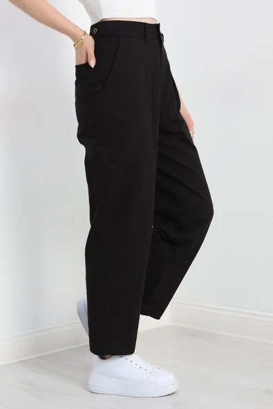 Havuç Paça Pantolon Siyah - 3