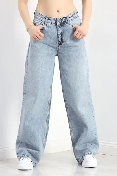 Palazzo Kot Pantolon Açıkmavi ürün görseli