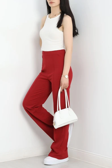 Zra Krep Çımalı Pantolon Bordo - 2