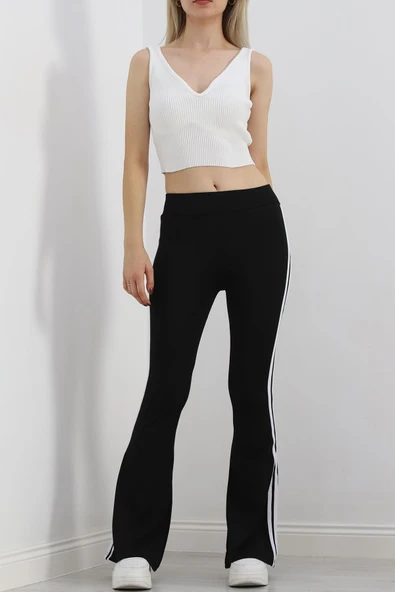 Şeritli İspanyol Paça Tayt Siyah - 2