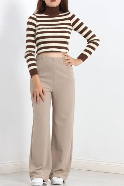 Pensli Geniş Kesim Pantolon Vizon - 3