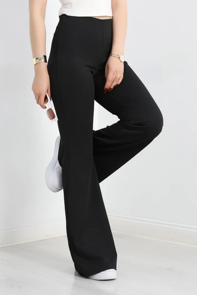 Full Likra Krep İspanyol Tayt Siyah - 5