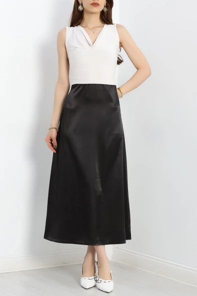 Uzun Saten Etek Siyah - 2
