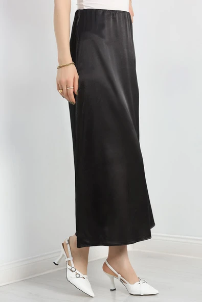 Uzun Saten Etek Siyah - 5