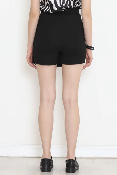 Yırtmaçlı Şort Etek Siyah - 4
