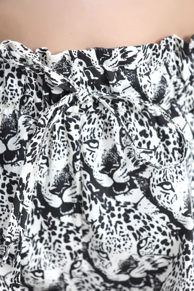 Desenli Dokuma Şort Bejsiyah - 4