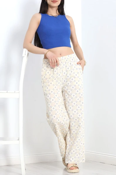 Nakışlı Dokuma Pantolon Bejindigo - Resim 2