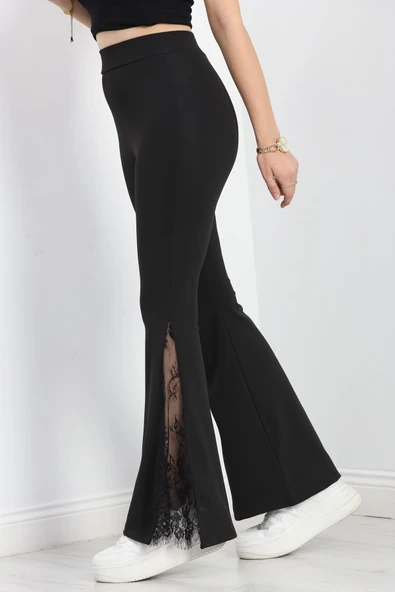 Tüllü İspanyol Paça Tayt Siyah - 4