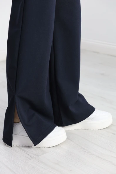 Yırtmaçlı 2 İplik Eşofman Altı Lacivert - 6