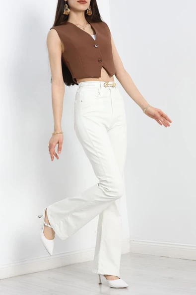 Power Likra İspanyol Kot Pantolon Beyaz ürün görseli 1