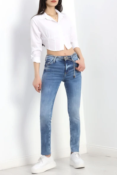 Dar Paça Kot Pantolon Açıkmavi - Resim 2