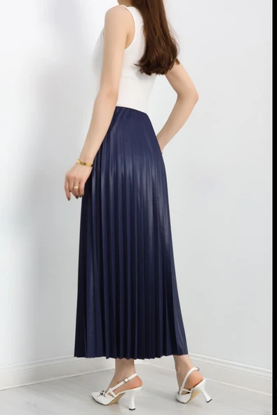 Pileli Etek Lacivert - 6