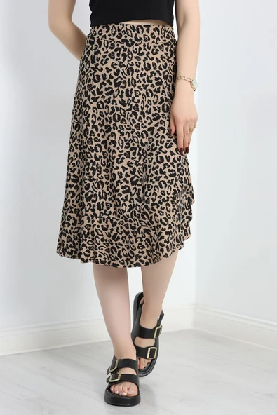 Asimetrik Kesim Etek Leopar - 2