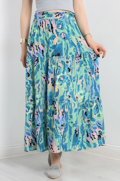 Desenli Viskon Etek Yeşil