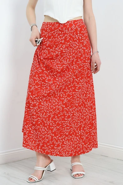 Desenli Etek Kırmızı - Resim 5
