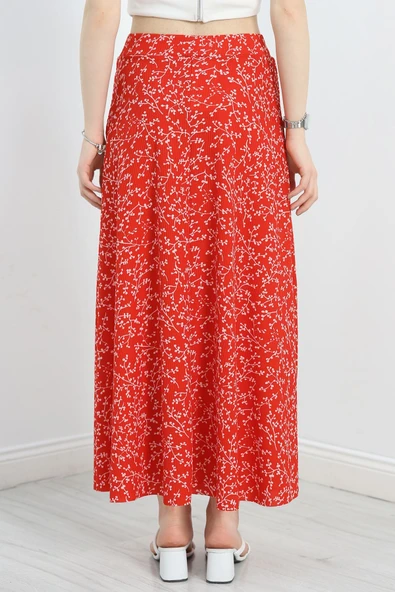 Desenli Etek Kırmızı - Resim 6
