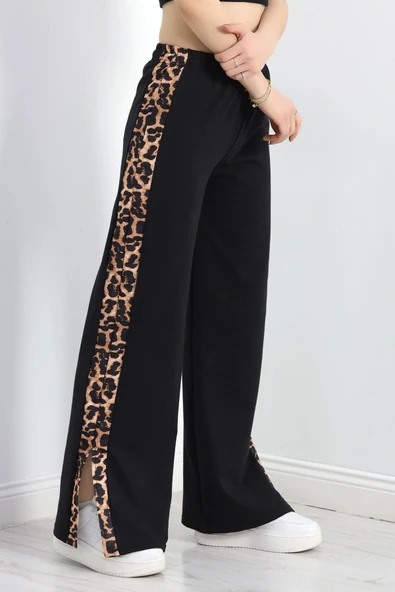 Yırtmaçlı Şeritli 2 İplik Eşofman Altı Siyah - 3