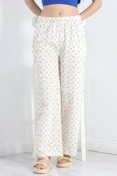 Nakışlı Dokuma Pantolon Bejindigo - Resim 5