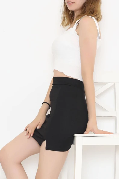 Tek Yırtmaçlı Etek Siyah - 2