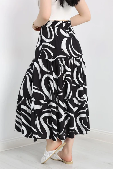 Desenli Viskon Etek Siyahbeyaz - Resim 6
