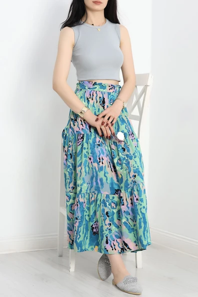 Desenli Viskon Etek Yeşil - 4