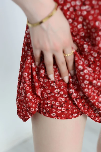 Kloş Şort Etek Kırmızı - Resim 6