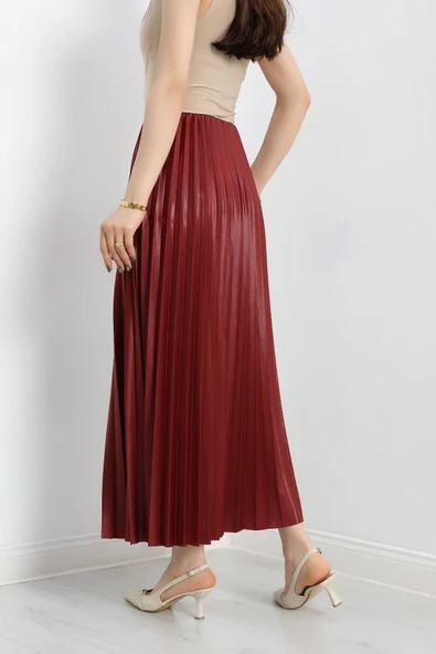 Pileli Etek Bordo - 6