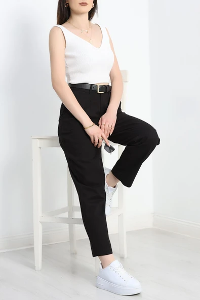 Havuç Paça Pantolon Siyah - 4