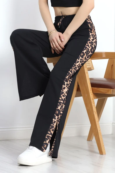 Yırtmaçlı Şeritli 2 İplik Eşofman Altı Siyah - 5