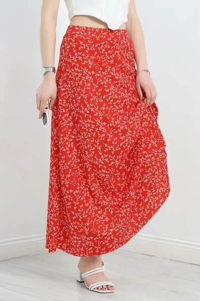 Desenli Etek Kırmızı ürün görseli