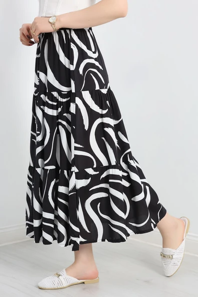 Desenli Viskon Etek Siyahbeyaz - Resim 5